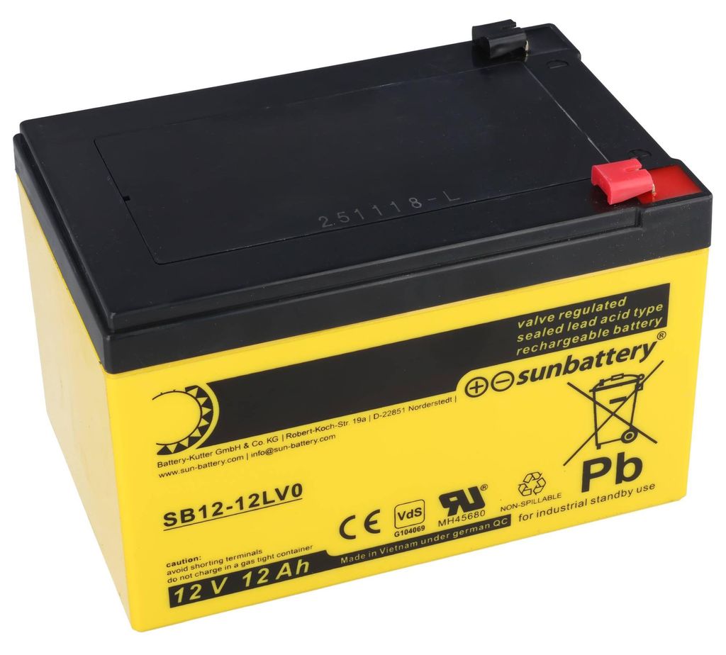Batterie Sun SB12-12LV0 12 V/12 Ah (c20) 151 x 98 x 101 mm, Image du produit 