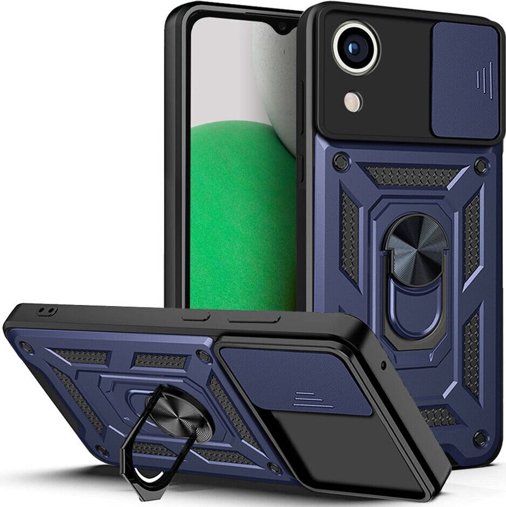 Galaxy A03 Core Hülle mit Ring Ständer Halter Dia Kameraschutz TPU Bumper Silikon Schutzhülle für Samsung Galaxy A03 Core Blau