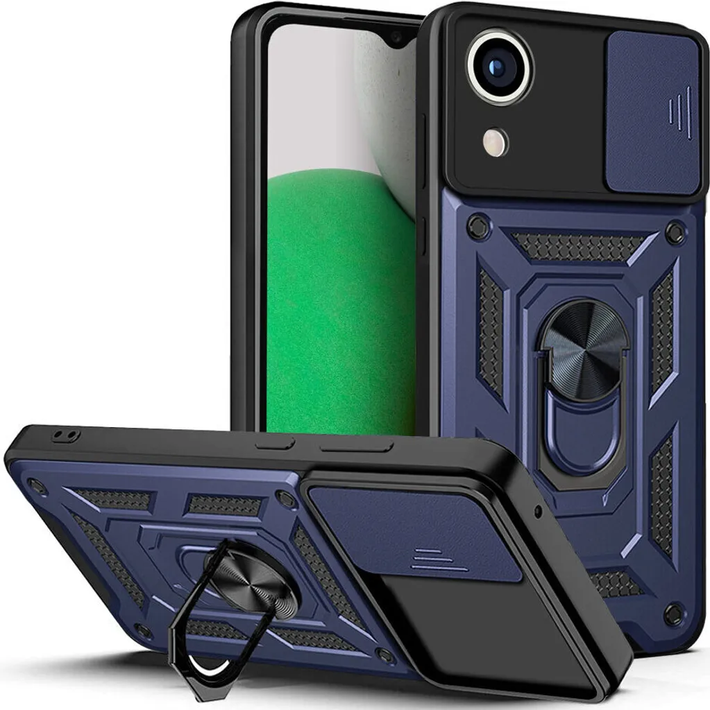 Custodia Galaxy A03 Core con anello, supporto, protezione fotocamera, paraurti in TPU, custodia in silicone per Samsung Galaxy A03 Core blu