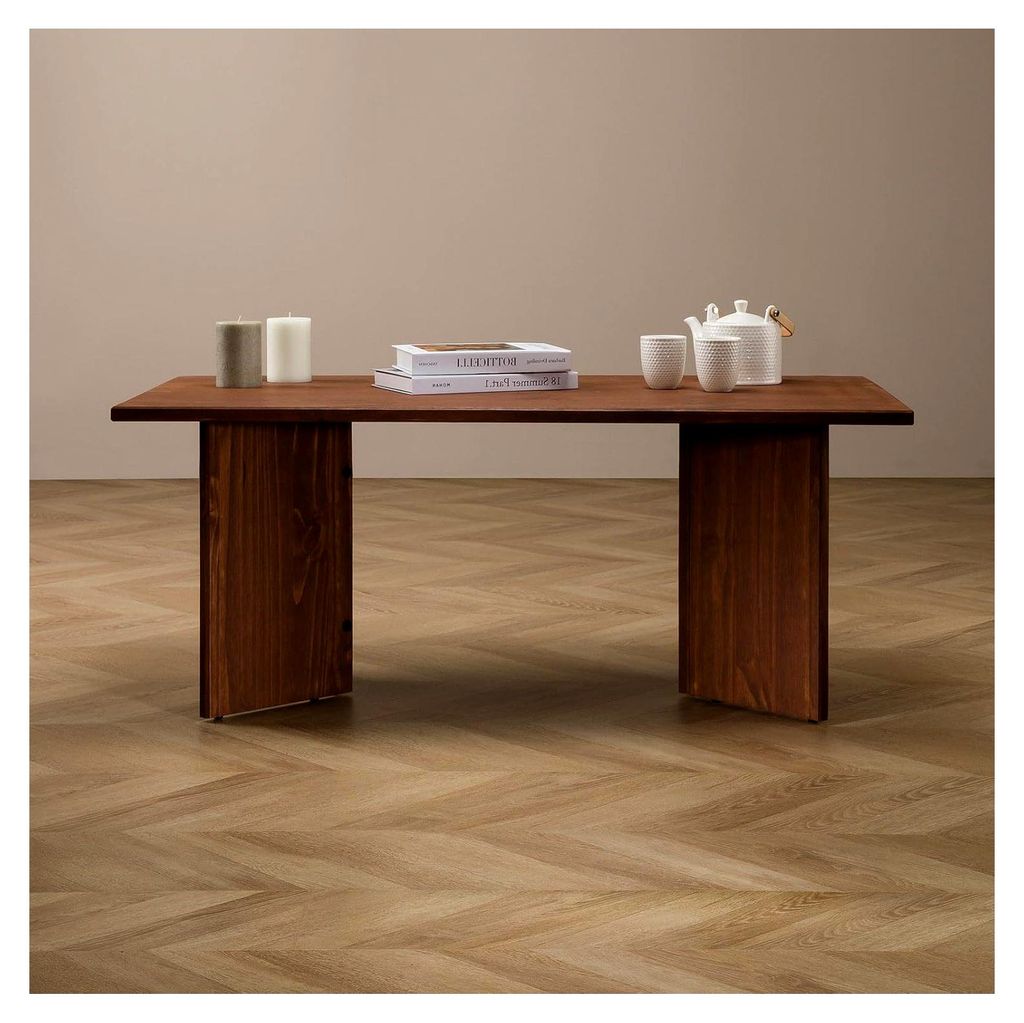 Couchtisch MESA aus Massivholz 110 x 45 x 60 cm Dunkelbraun - minimalistischer Tisch für das Wohnzimmer mit angewinkelten Beinen