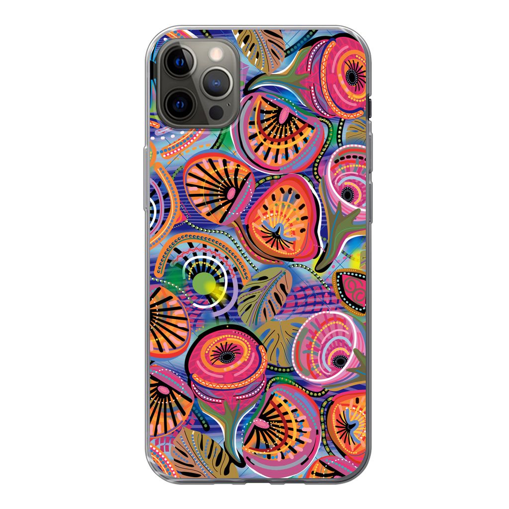 MuchoWow Handyhülle Schutzhülle Hülle für iPhone 13 Pro Max Kreis - Figuren - Blätter Silikon Softcase Handy Hülle - Mobiltelefon