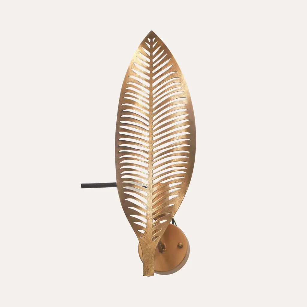 Applique dorée à texture feuille d'or, éclairage indirect élégant 45cm