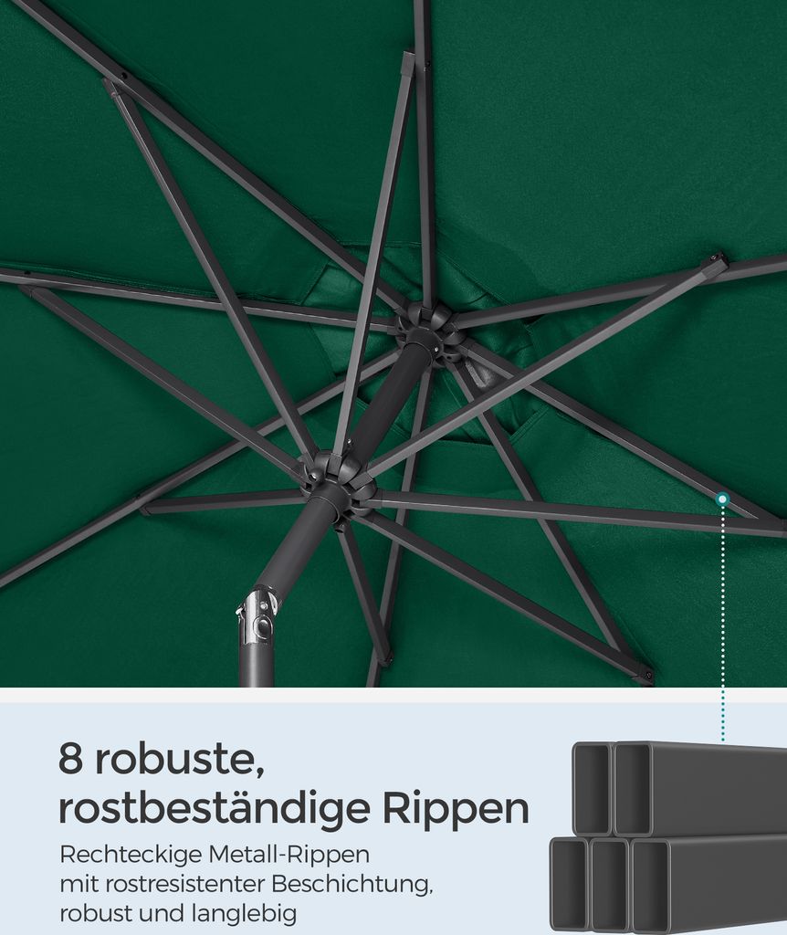 SONGMICS Sonnenschirm Ø300 cm UPF 50+ beidseitig um 30° Produktbild 6
