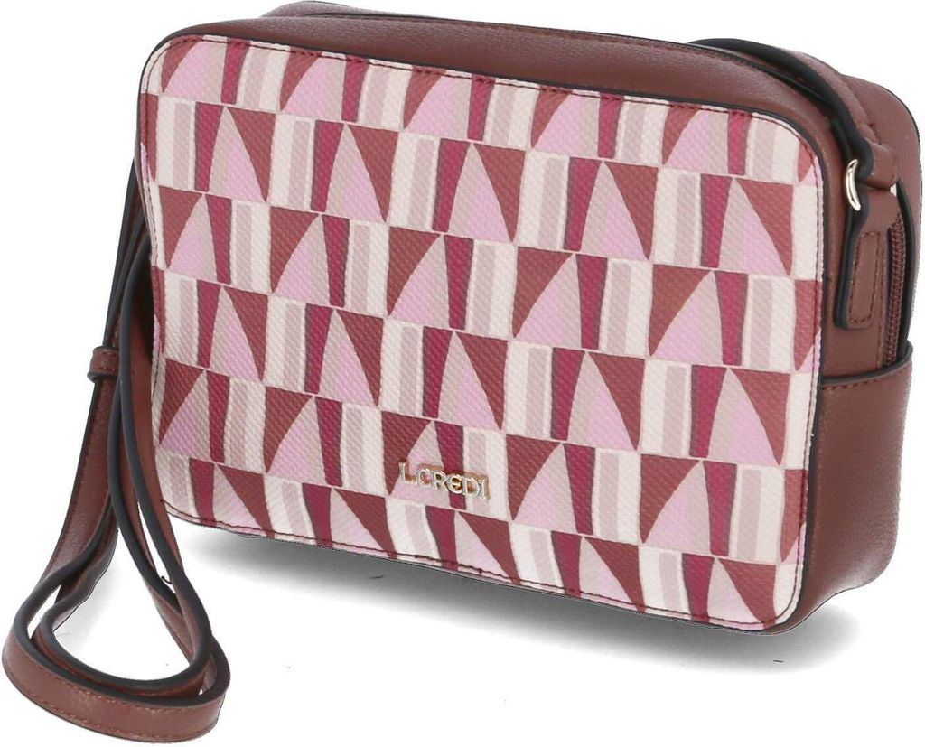 L.Credi Damen Camera Bag/ Schultertasche/ Umhängetasche MADELINE Braun Kunstleder-