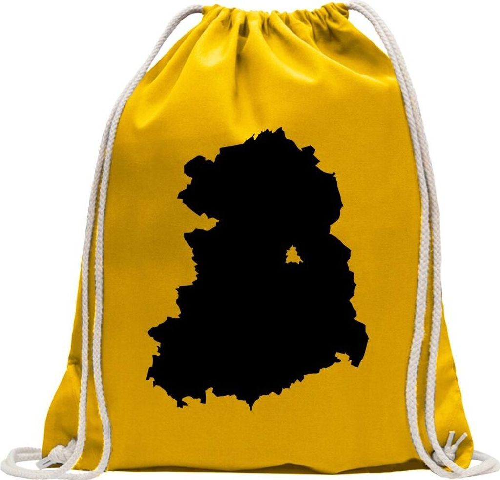Kiwistar - Turnbeutel - gelb - DDR Umriss Kontur - Fun Rucksack Sport Beutel Gymsack Baumwolle mit Ziehgurt