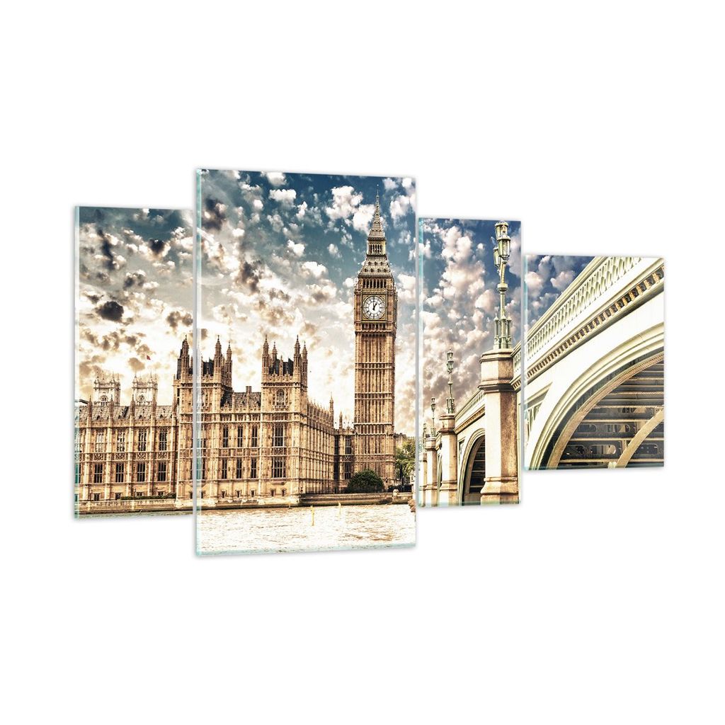 Bilder auf glas - London architektur big ben - 120x70cm - Glasbilder - Wandbilder - Kunstdruck - zum Aufhängen bereit - Wanddekoration aus Glas - ...