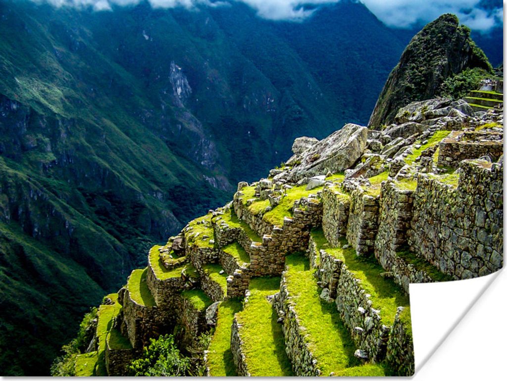 MuchoWow Poster Incaterassen geht von Machu Picchu nach Peru 80x60 cm - Kunst für zu Hause