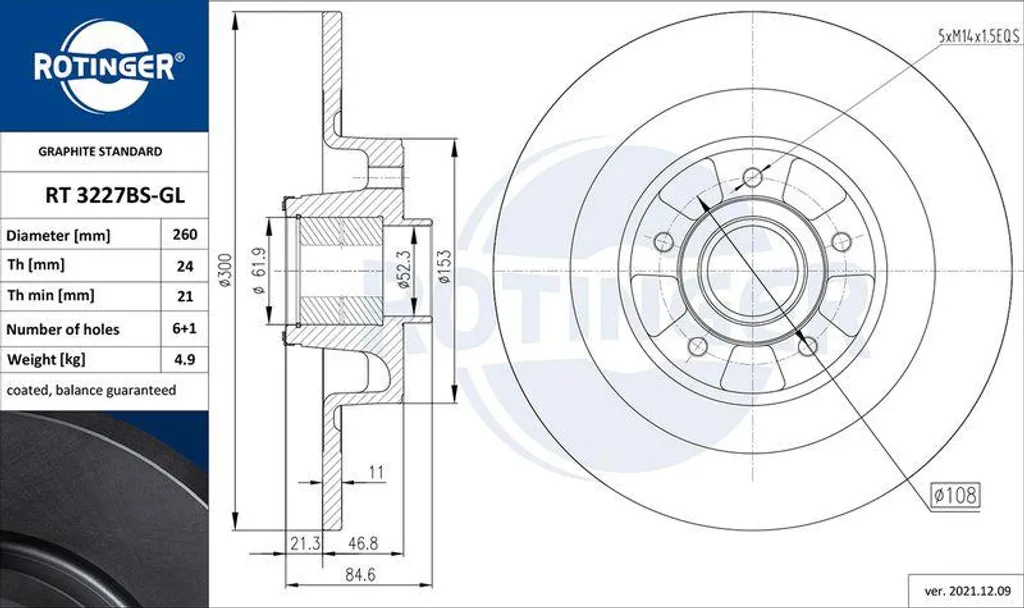 Disque de frein arrière ventilé pour Renault Espace 4 et Vel Satis V6