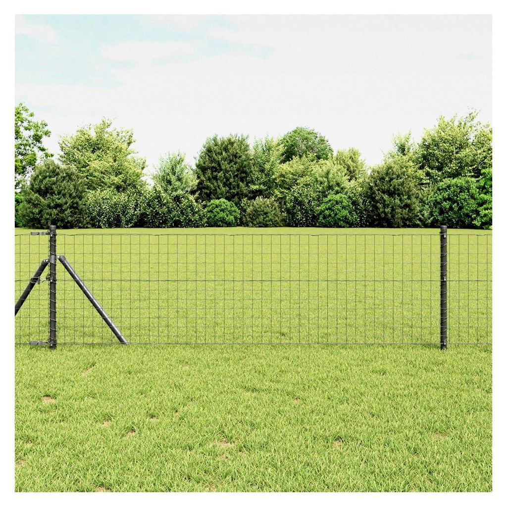 Zaunpfosten 2 Stück Grau 100 cm Pulverbeschichteter Stahl, Außenzäune-Pfosten – Gartenzaun für sichere Abgrenzungen und Landschaftsgestaltung
