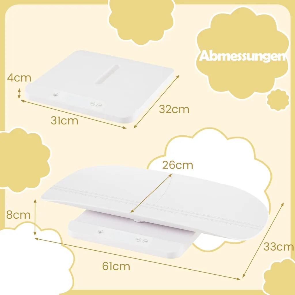 COSTWAY Pèse-bébé Numérique 150kg avec Plateau Amovible et Fonction Tare