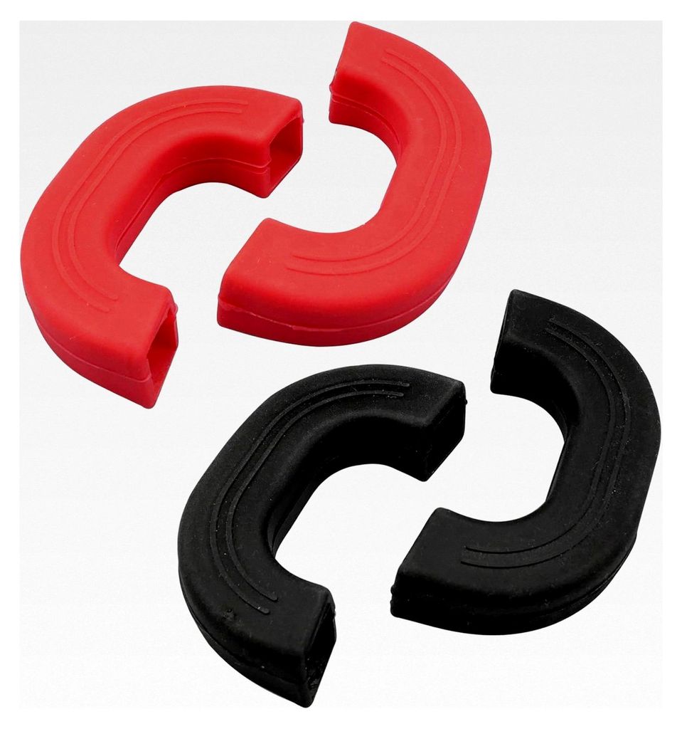 4 Stück Silikon Topfgriff, Topflappenhandschuhe, 2 Paar Halter für Kochgeschirr, Schutz für heiße Griffe (Rot, Schwarz)