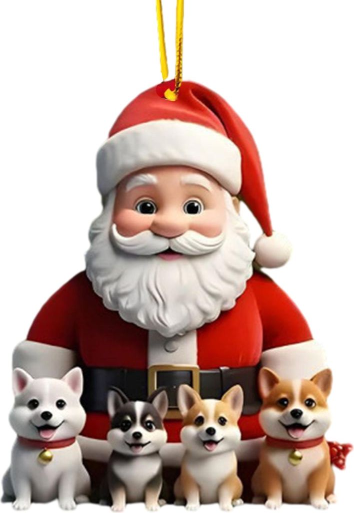 Weihnachtsbaumschmuck aus Acryl, Cartoon-Tier-Anhänger für den Rückspiegel, 2D-flacher Anhänger mit Katze/Hund/Bär/Kaninchen für den Weihnach...
