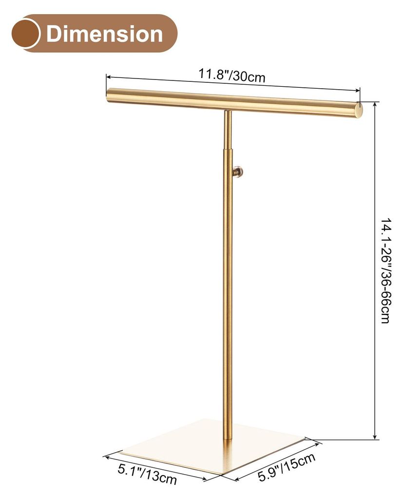 Halskette Display Stand Verstellbare H?he Jewelry Rack T Stab Tischhalter Geldb?rse fš¹r Haus Boutique Gesch?ft - Gold
