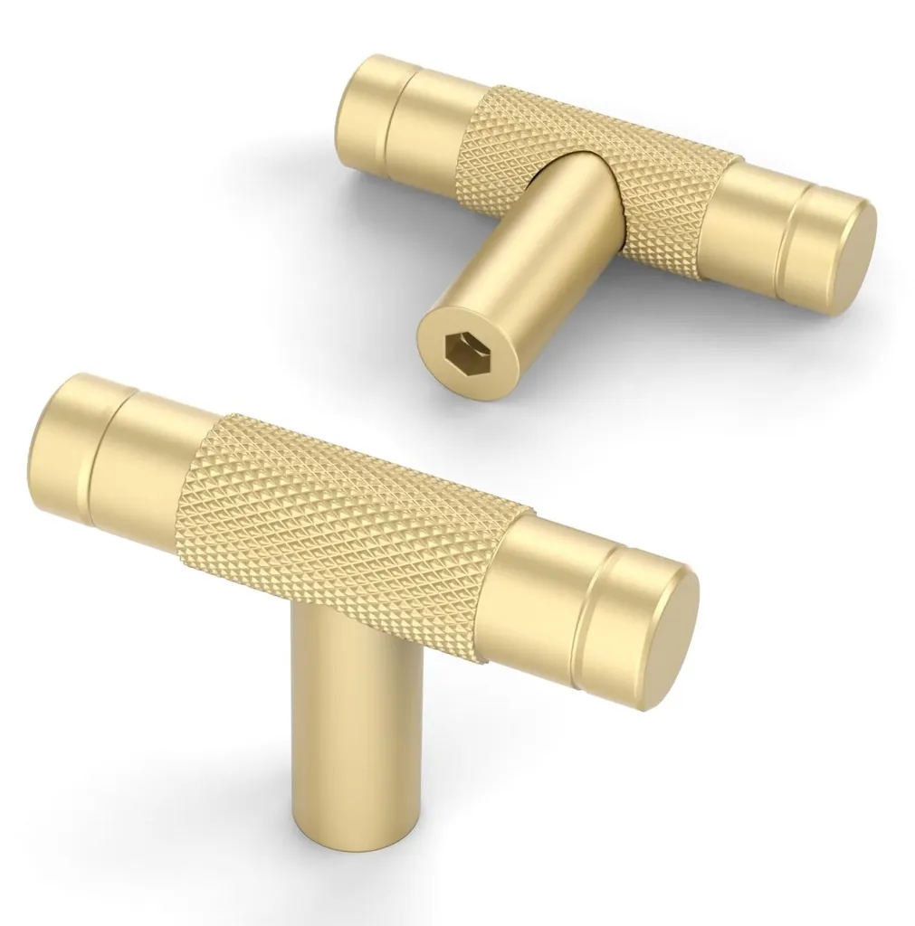 Lot de 10 boutons de meuble en T dorés pour tiroirs et armoires chic