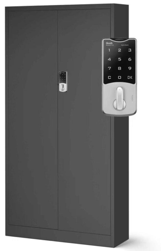 Metallschrank abschließbar DANIEL Zahlenschloss 5 Ebenen | Aktenschrank Büroschrank Stahl Mehrzweckschrank Werkstatt Werkzeugschrank 185x90x40cm ...