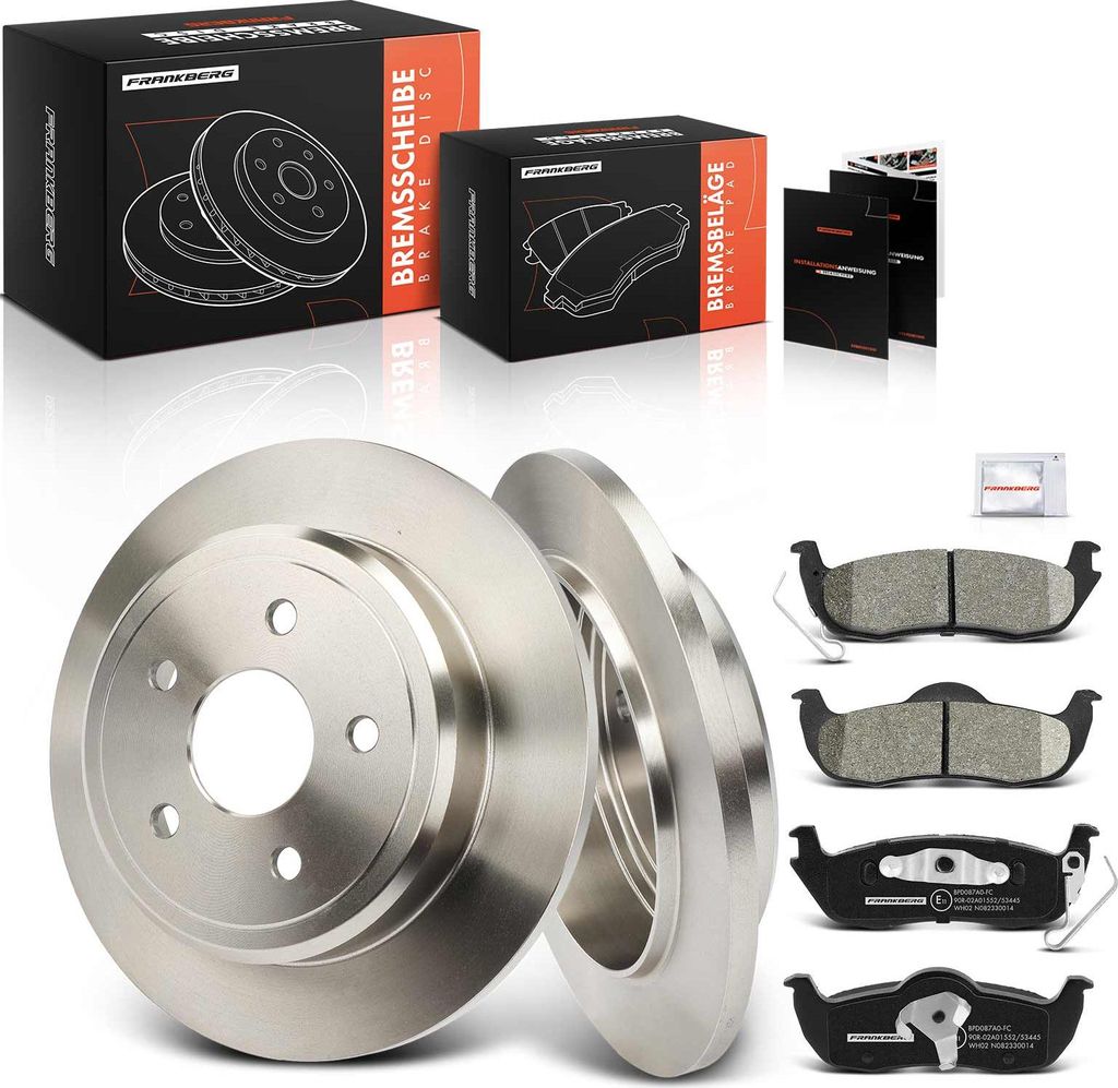 Frankberg 2x Bremsscheiben 4x Bremsbeläge Hinterachse für Jeep Commander Commander Van Grand Cherokee III