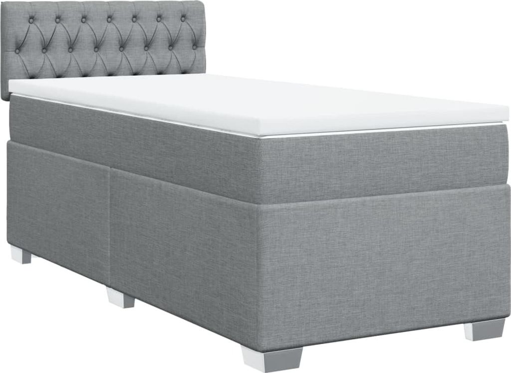 vidaXL Boxspringbett mit Matratze Hellgrau 90x200 cm Stoff
