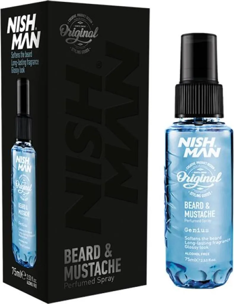 Soin Barbe Parfumé Nishman Genius 75ml Spray Action Intensive et Fraîche