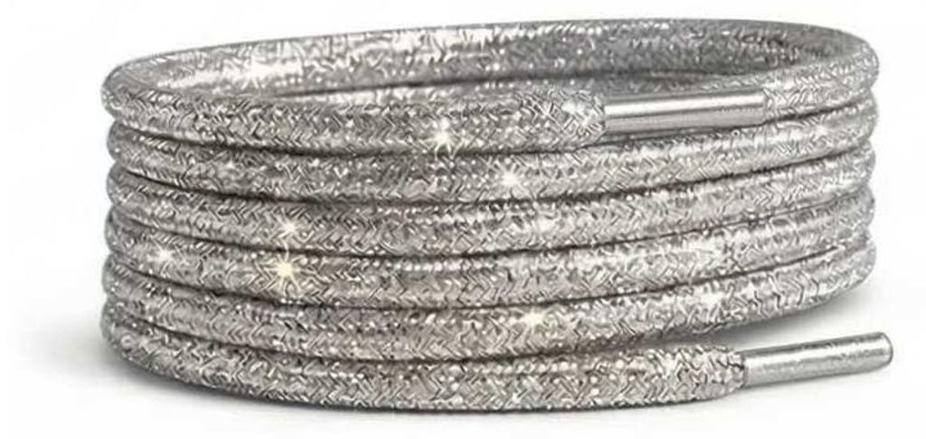 schnuersenkel glitzer silber rund