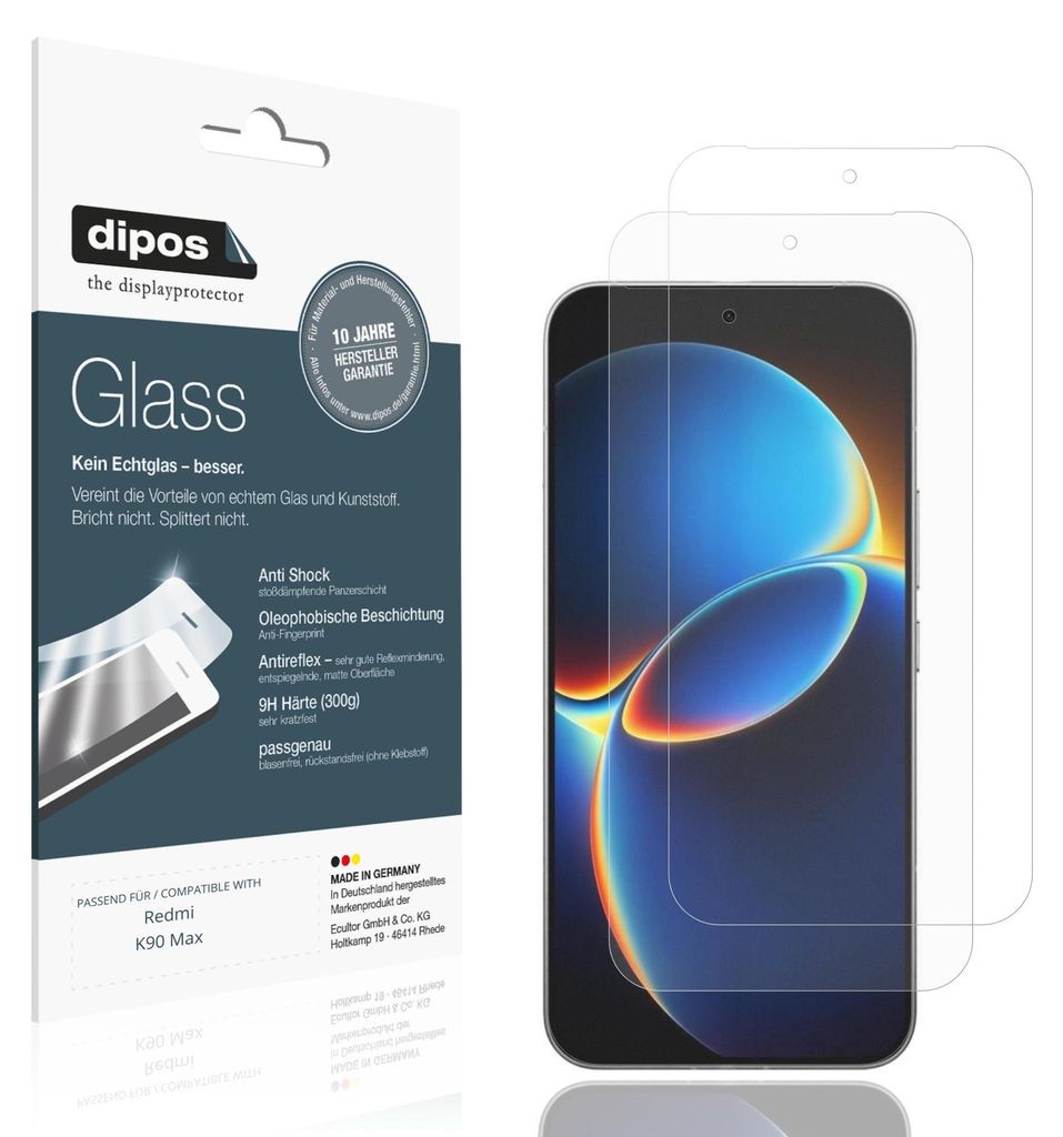 2x Schutzfolie für Redmi K90 Max matt - Anti-Shock 9H Folie dipos Glass Kunststoffglas