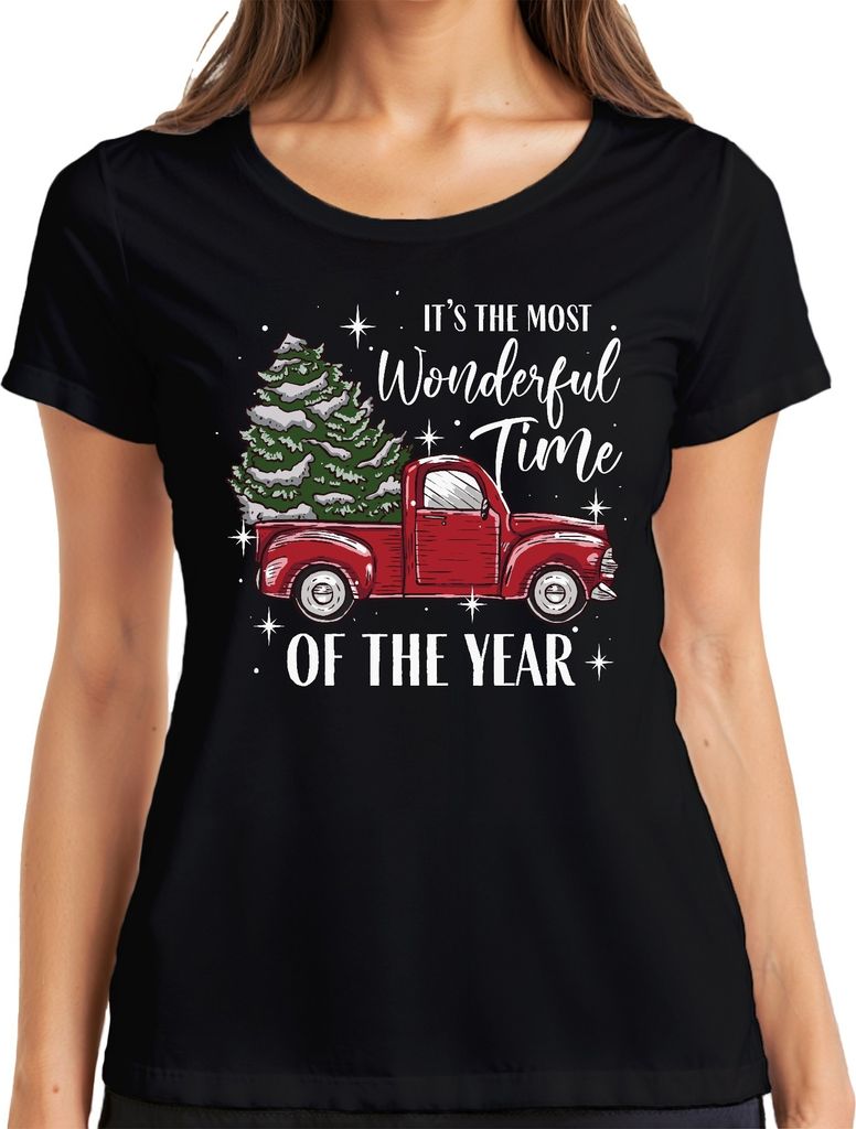 Most Wonderful Time of the Year - Weihnachten Weihnachtsgeschenk Christmas Damen T-Shirt, Schwarz, XL