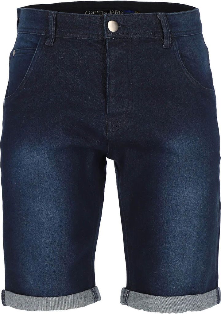 Coastguard Herren Bermuda-Jeans mit umgekrempelten Saum - Kurze Hose im 5-Pocket-Style in Dunkelblau Größe XL