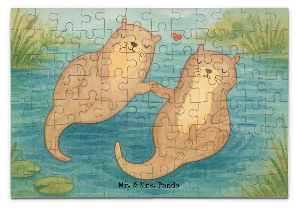 Mr. & Mrs. Panda Puzzle Otter Hände halten Design 96 Teile - Weiß - Geschenk, 2000, glücklich, 1000, Liebe, Legespiel, 1500, Paar, Romantisch, V...