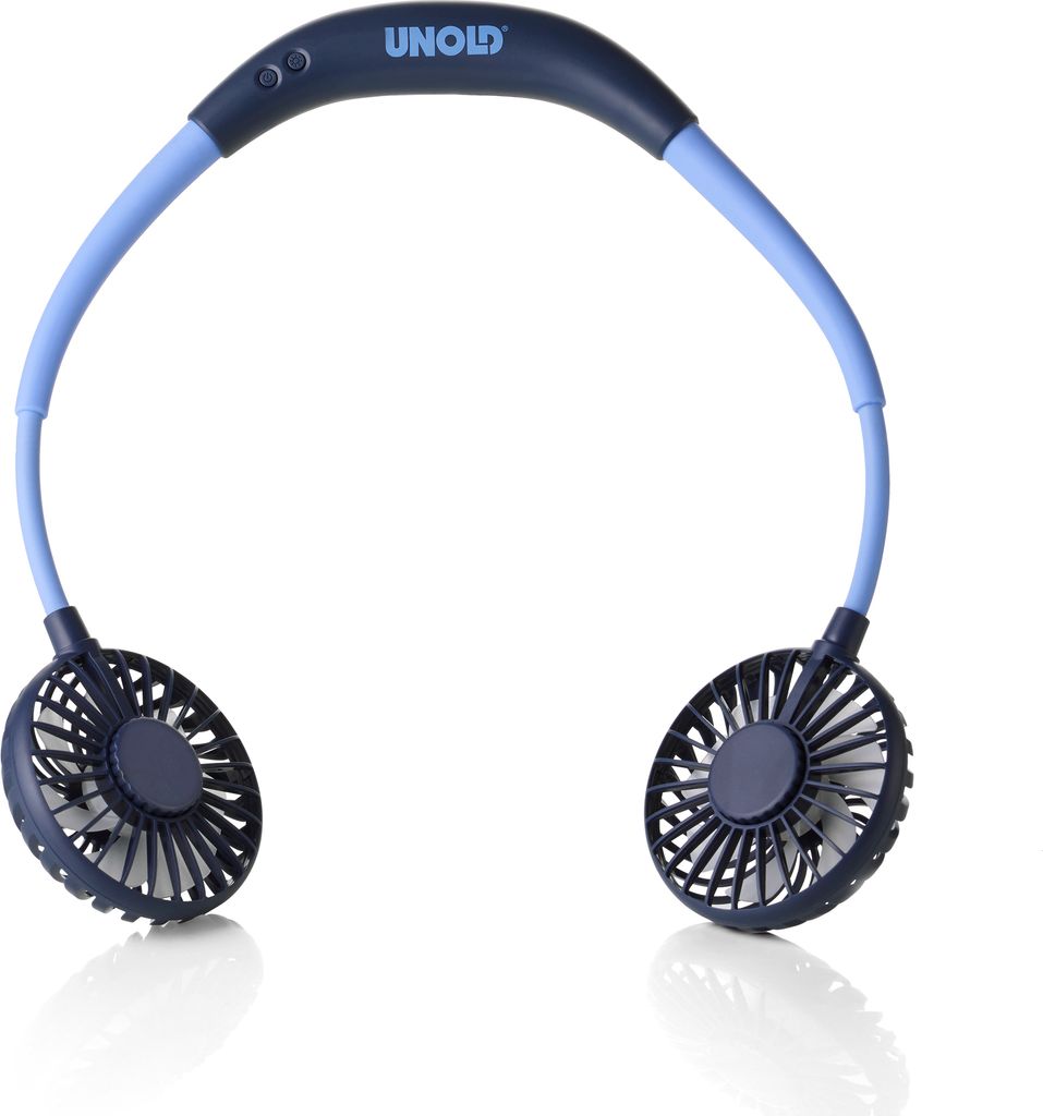 Unold 86698 Nackenventilator Breezy Blue 3-stufige Geschwindigkeitsregelung, LED-Kontrollleuchte