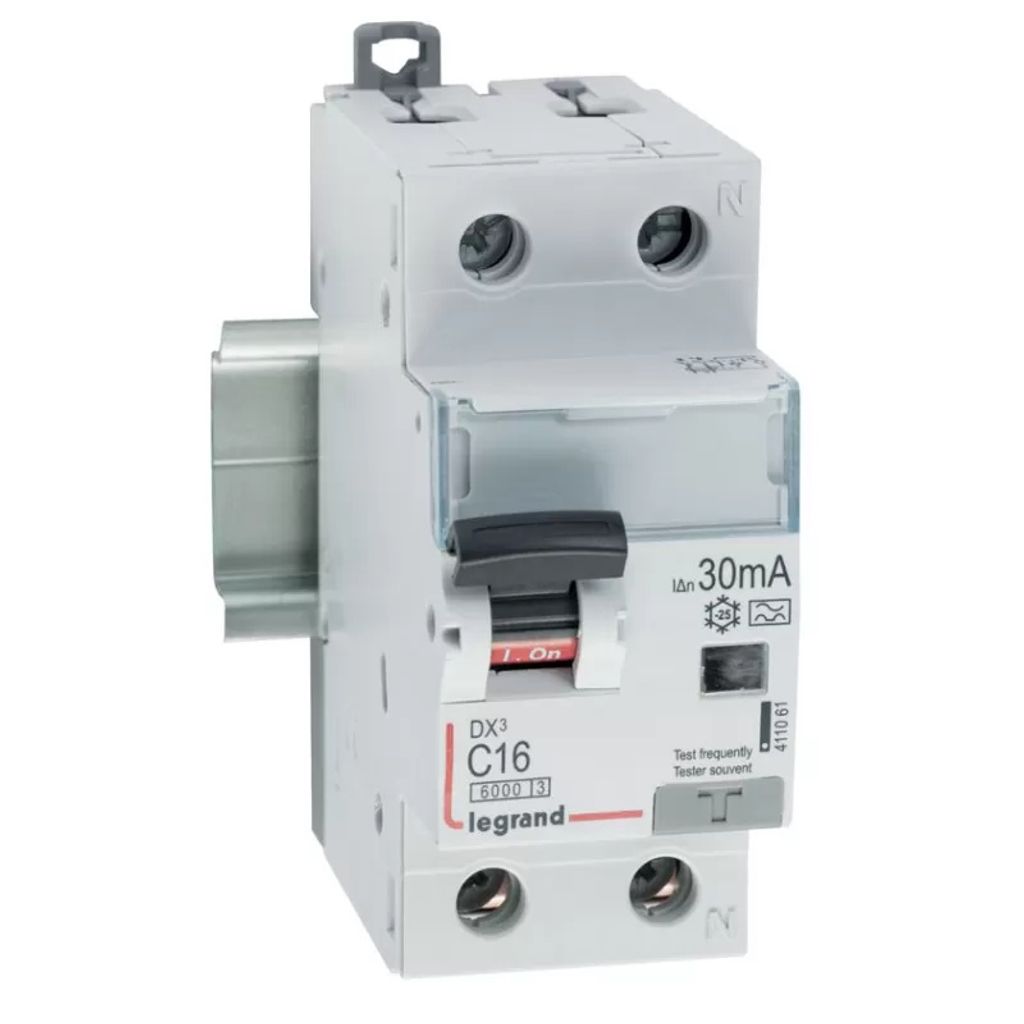 Legrand DX3 FI/LS-Schalter C-Charakteristik, 16A, 1P+N, 6kA, 30mA, Typ A, 230VAC, 2 Teilungseinheiten, 411061