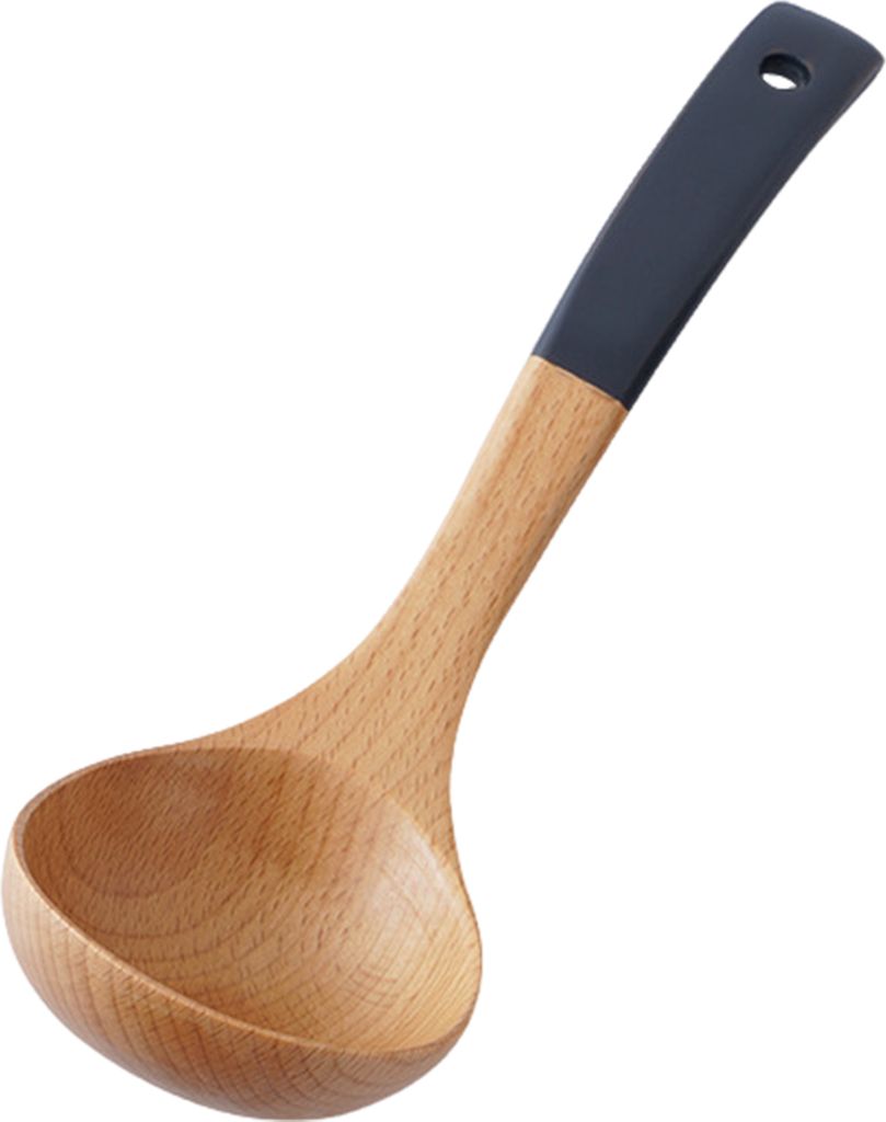 Holzspatel, Suppenlöffel mit ergonomischem Griff, rutschfest, hitzebeständig, Pfannenwender, Reislöffel