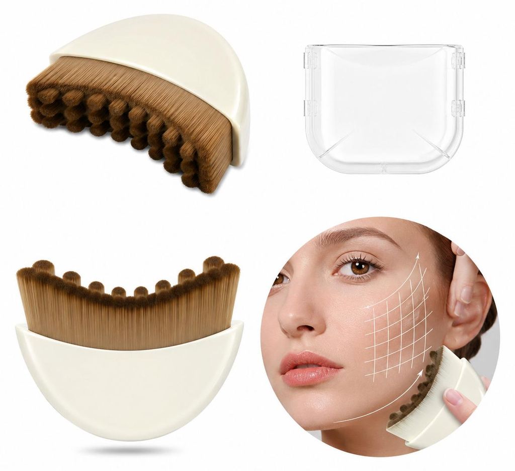 INF Lymphdrainage Gesichts-Bürste mit Hülle 2-teilig Nylon 8.8cm Weiß