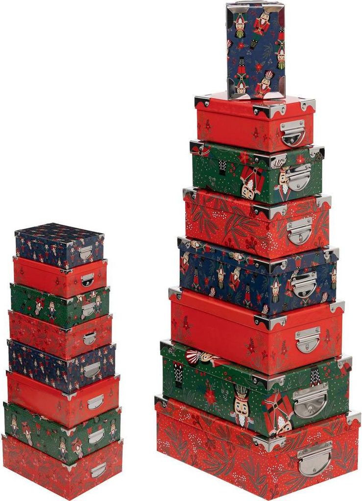 Set aus 16 rechteckigen schachteln mit bedrucktem haselnussknacker - Feeric Lights & Christmas
