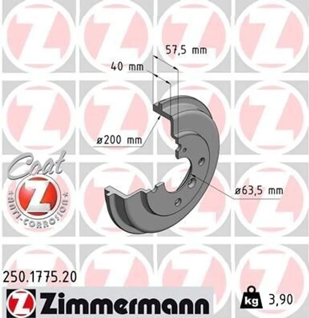 Zimmermann 250.1775.20 Tambour de frein arrière pour Ford Fiesta VI