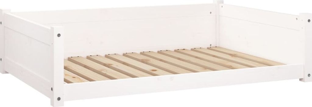 Hundebett Weiß 105,5x75,5x28 cm Massivholz Kiefer