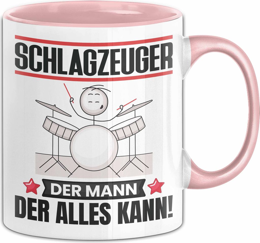 Schlagzeuger Tasse Geschenk für Schlagzeuger Der Mann Der Alles Kann Geschenkidee zum Geburtstag (Rosa)