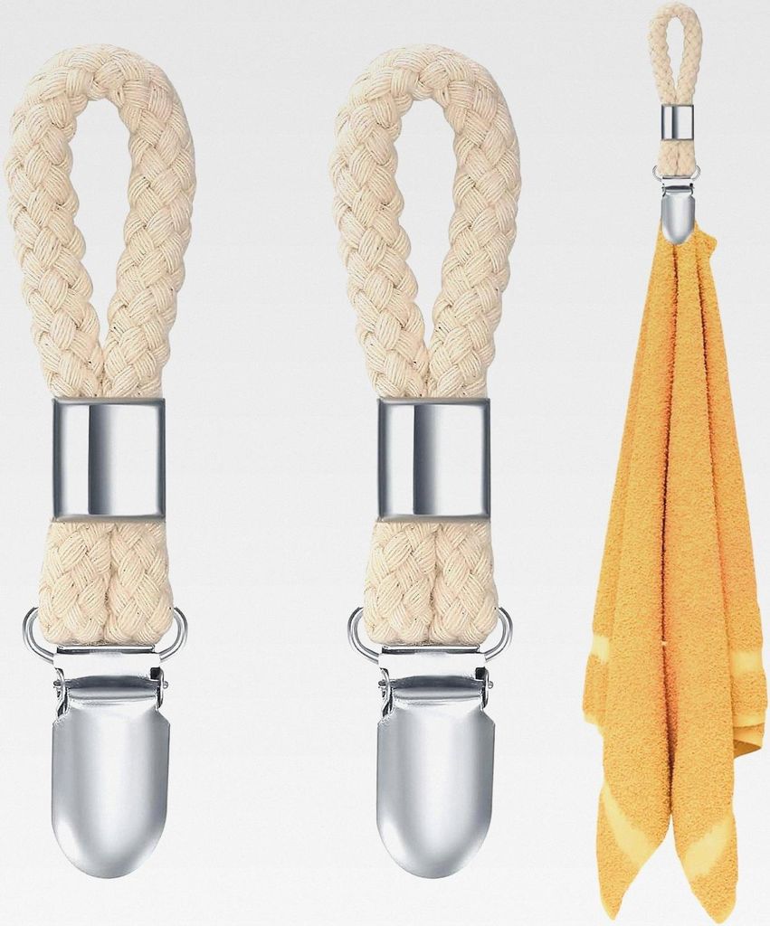 2 Stück Aufhänger für Handtücher, Handtuch Clips zum Aufhängen, Handtuchclips mit Schlaufen, Handtuchklammern, Handtuch Aufhänger, Metall Ges...