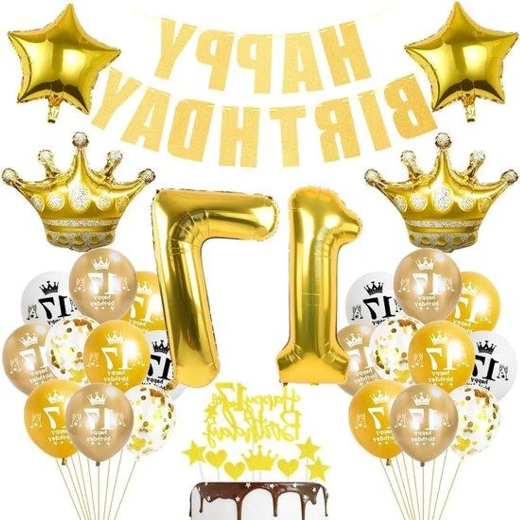 Décoration 17e anniversaire jaune vibrant avec ballons chiffres géants