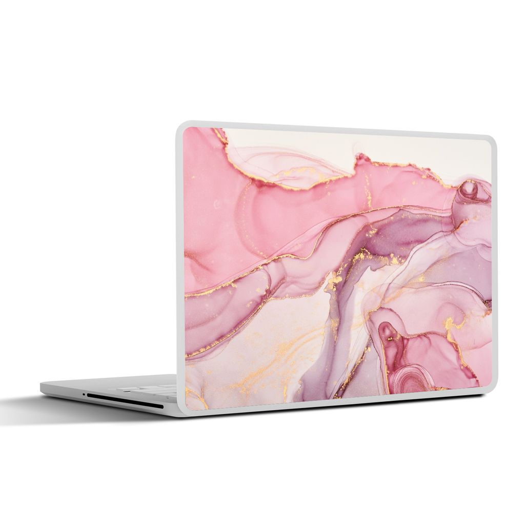 MuchoWow Laptop Aufkleber Sticker Cover Gold - Marmor - Rosa 32.5x23.5 cm - Sticker für Laptop - Selbstklebend