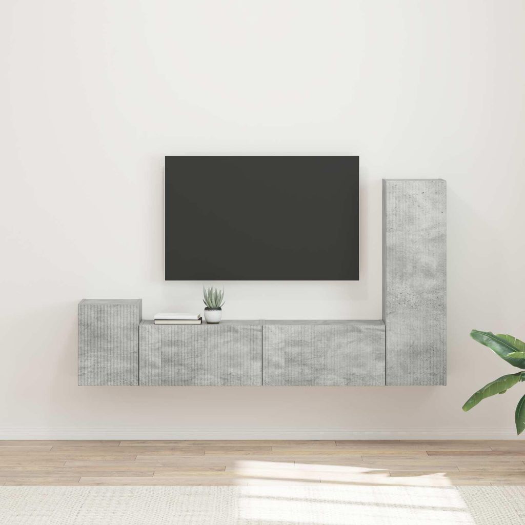 Maison Exclusive - TV-Schrankset Wandmontiert 4 pcs Beton Grau Holzwerkstoff
