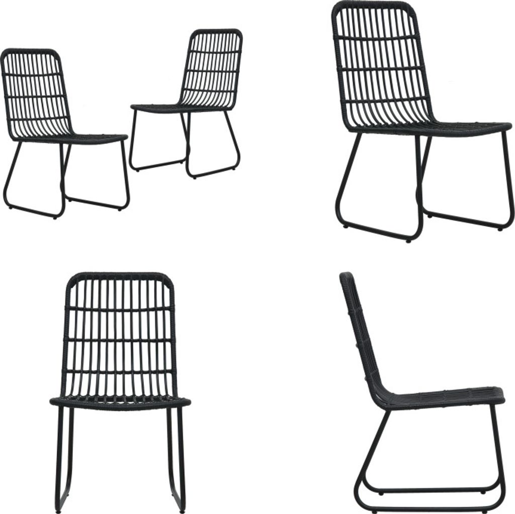 vidaXL Gartenstühle 2 Stk. Poly Rattan Schwarz - Gartenstuhl - Gartenstühle - Stuhl - Stühle