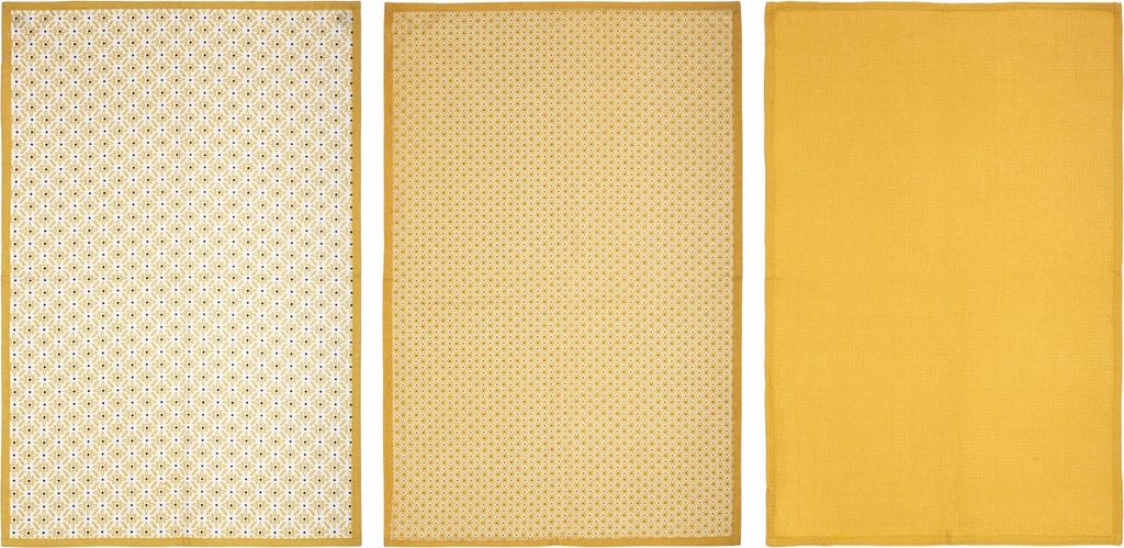 3er-Set Küchentücher - bedruckt - Baumwolle - ockergelb - 45x70 cm - Atmosphera créateur d'intérieur