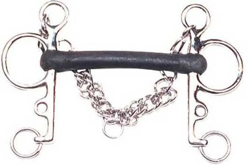 Mors Pelham Marjoman en acier inox et caoutchouc dur argent de 12.5 cm