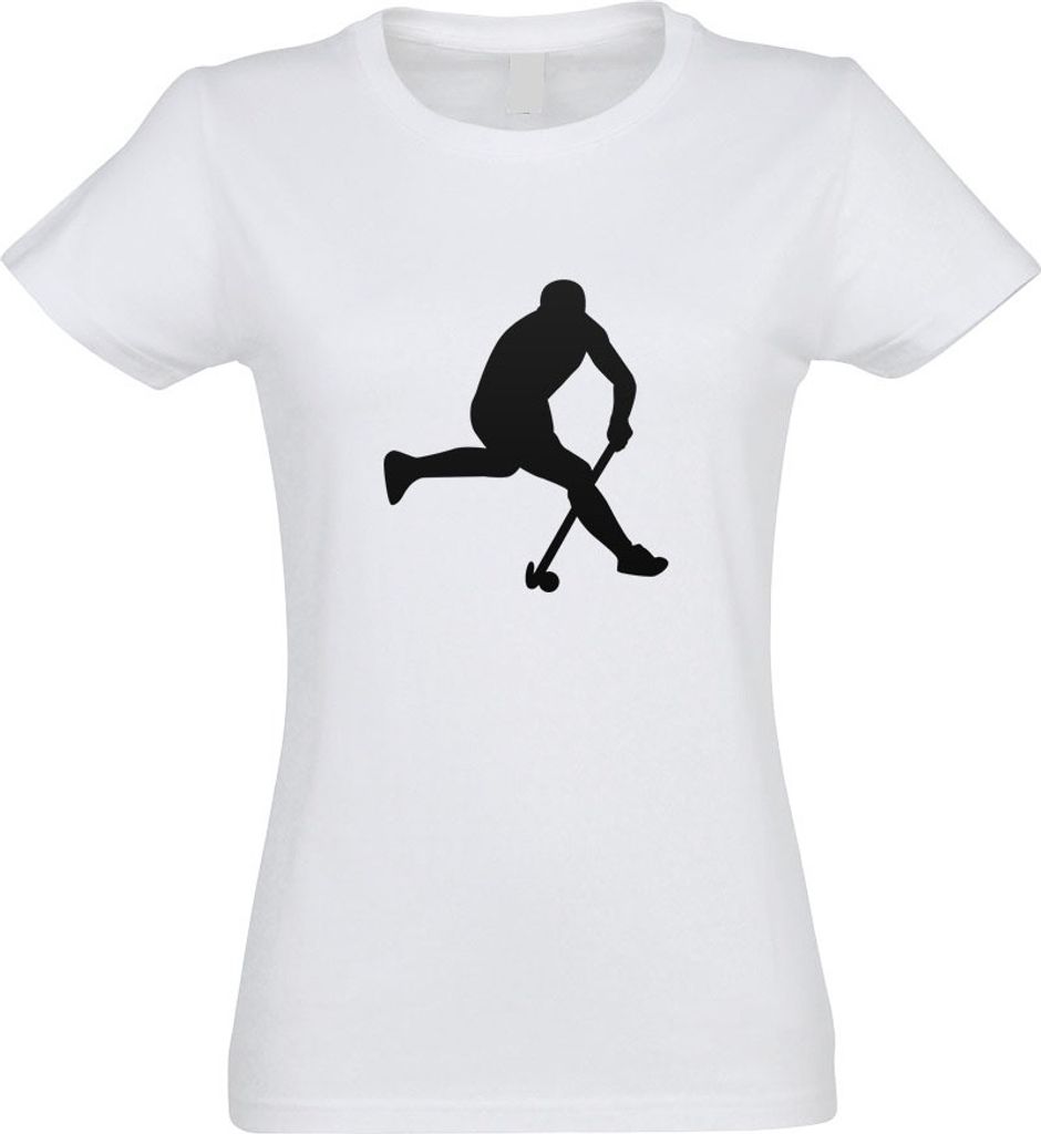 Kiwistar - T-Shirt tailliert - Damen - Weiss - Hockey Ball Sportler Figur - mit Motiv Bedruckt - Funshirt Design - Sport - Freizeit - Damen - M