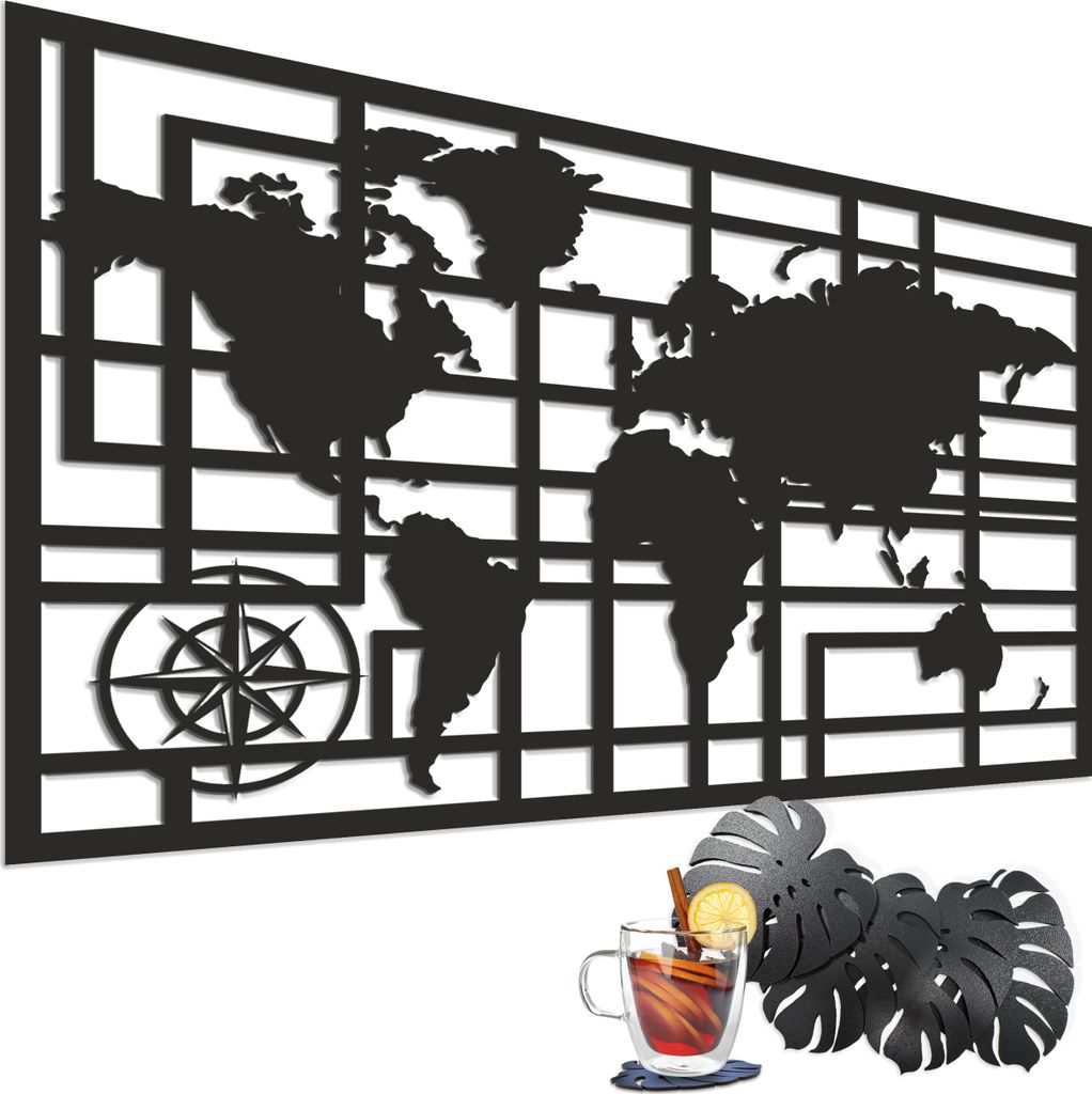 3D Wandbild Panel – Ajour Weltkarte, Moderne Wanddekoration für das Wohnzimmer