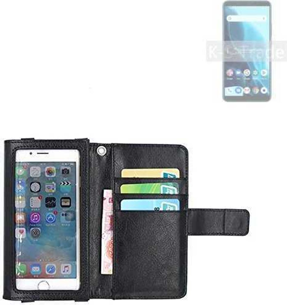 K-S-Trade Handy Hülle Schutz Hülle Kompatibel mit Cubot Note 9 Case mit Displayschutz / Schutzfolie Flip Cover Wallet case Etui Hülle schwarz