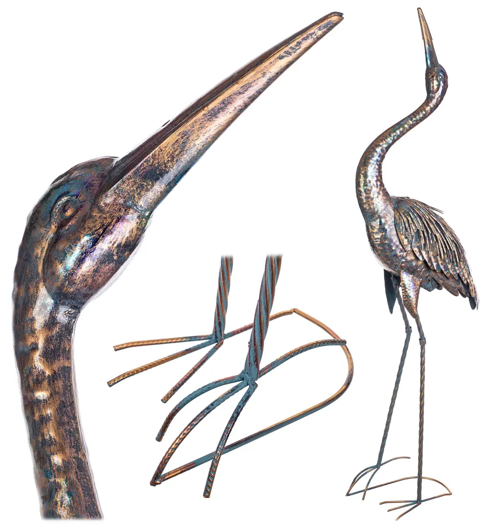 Héron Décoratif pour Jardin et Étang - Figurine Oiseau Métal 135 cm