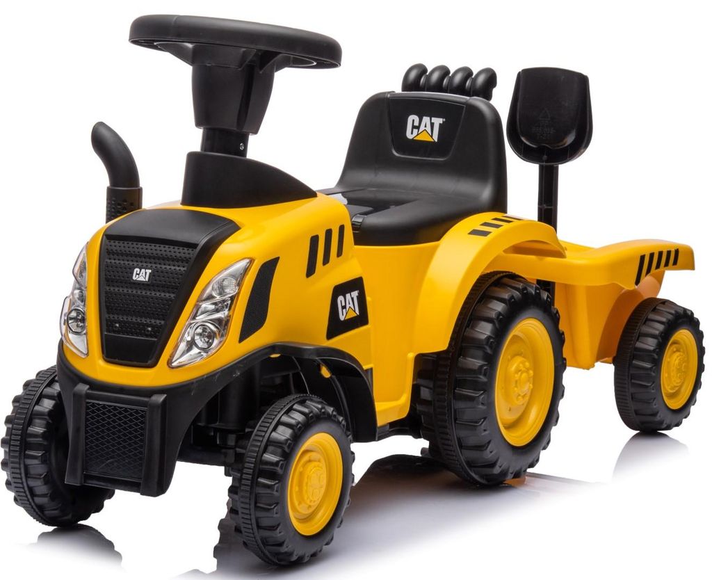CAT Kindertraktor Rutschauto Elektroauto mit Anhänger Hupe Rutschfahrzeug Gelb Sun Baby