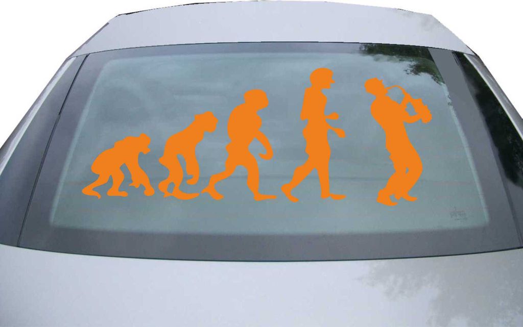 Indigos UG - Aufkleber Heckscheibe & Motorklappe DE7054 - orange - 600x236 mm - Evolution Trompetenspieler - Auto Scheiben Fenster Heckklappe Tunin...