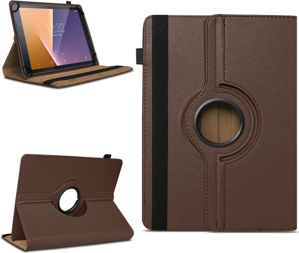 Tablet Schutzhülle für Vodafone Tab Prime 6 / 7 360° drehbar Tasche Cover CaseFarben:Braun