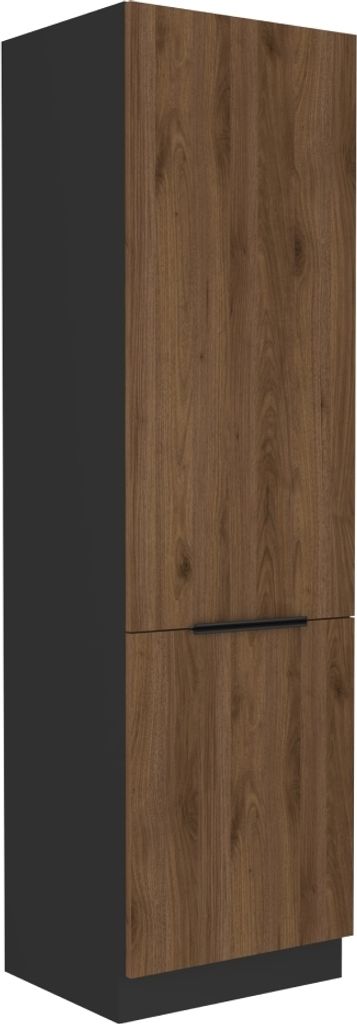 Kondela Küchenschrank für Einbaukühlschrank Menzo 60 LO-210 2F - Schwarz / Walnuss